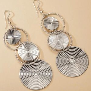 Round Drop Earrings Silver Plated